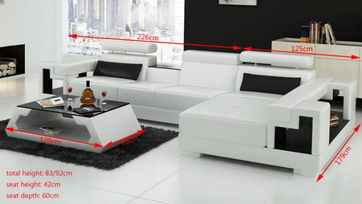Luxurious Leather Sofa Corner sofa Upholstery Corner suite + Coffee table 2pcs. Set couch