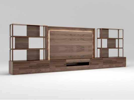 Living room furniture set 4 pieces TV lowboard 2x bookshelves wooden furniture TV frame complete