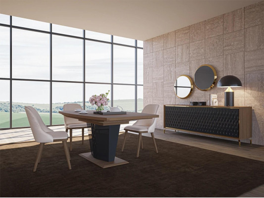 Dining table Dining room Set 8 pieces Dining set Modern Sideboard Set new 4x Chairs