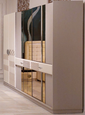 Bedroom Wardrobe Luxury Furniture Beige Furnishings Wardrobe new