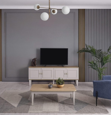 TV Stand Wardrobe TV-cabinet Lowboard Living room Gray Wood Sideboard Modern