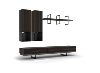 Living room set TV lowboard 2x wall cabinet Design Furnishings Modern Wall shelf