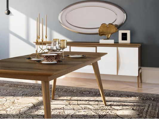 Dining set Design Dining room Furniture White Luxury Set Dining table 4x Chairs Sideboard
