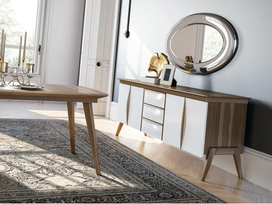 Dining set Design Dining room Furniture White Luxury Set Dining table 4x Chairs Sideboard