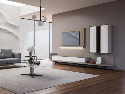 Wall unit TV lowboard TV Frame Furnishings 2x wall cabinet Design Modern Suite