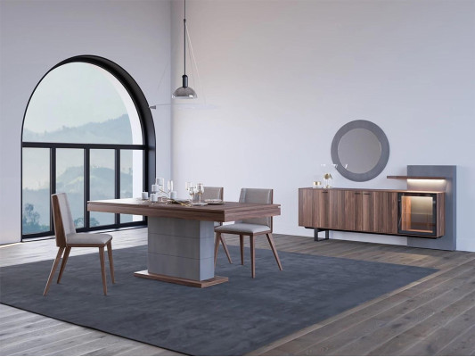 Dining room set 7-piece dining table design sideboard with mirror luxury furnishings