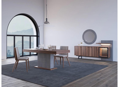Dining room set 7-piece dining table design sideboard with mirror luxury furnishings