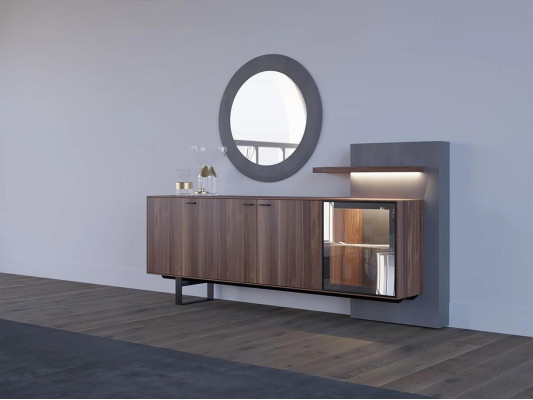 Dining room set 7-piece dining table design sideboard with mirror luxury furnishings