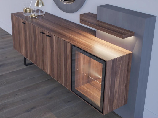 Dining room set 7-piece dining table design sideboard with mirror luxury furnishings