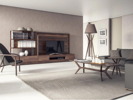 Luxury living room wall unit TV lowboard wooden furniture bookshelves new TV frame