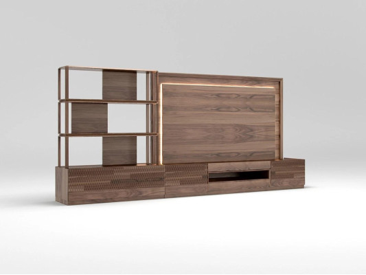 Luxury living room wall unit TV lowboard wooden furniture bookshelves new TV frame