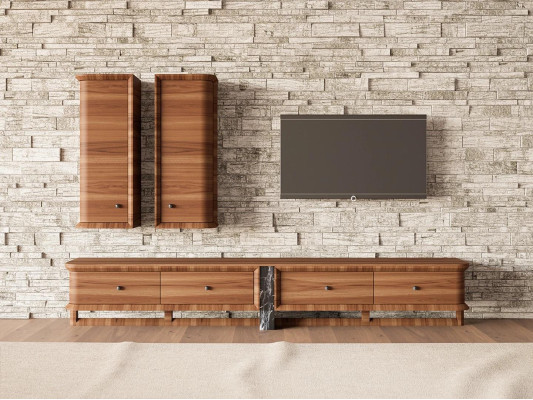 Complete Wall unit Living room TV lowboard 2x wall cabinet wooden furniture