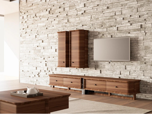 Complete Wall unit Living room TV lowboard 2x wall cabinet wooden furniture