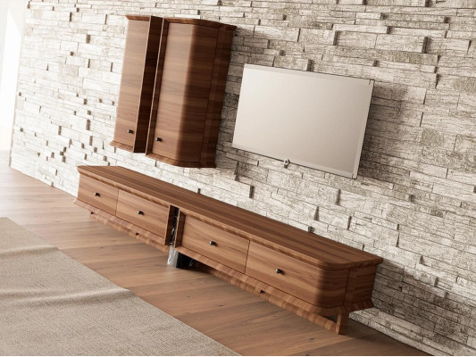 Complete Wall unit Living room TV lowboard 2x wall cabinet wooden furniture