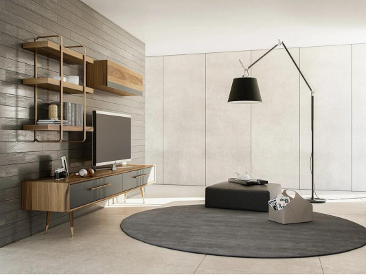 Modern Set TV Lowboard Design Wall unit Living room Wall shelf Luxury wall cabinet