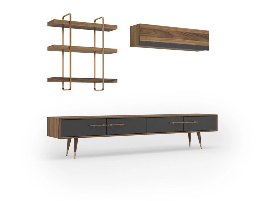 Modern Set TV Lowboard Design Wall unit Living room Wall shelf Luxury wall cabinet
