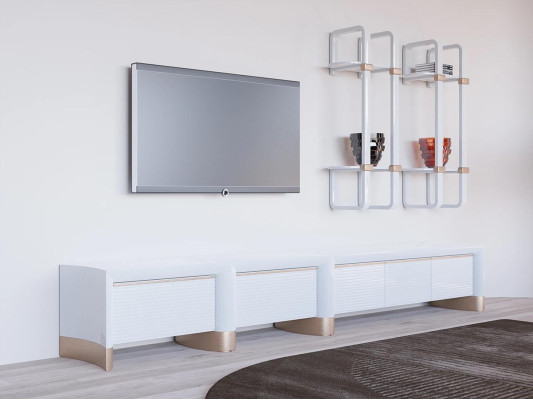 Living room wooden furniture TV lowboard design 2x wall shelves Modern Furnishings
