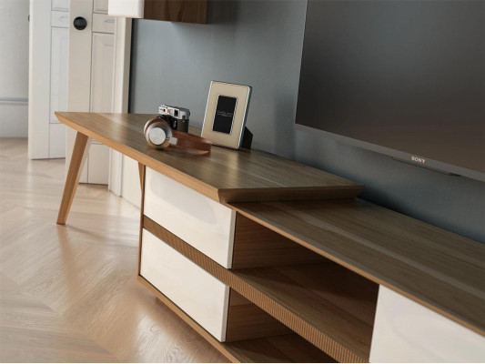 Wall unit set 5 pieces wooden furniture TV lowboard + coffee table modern 2x wall shelves