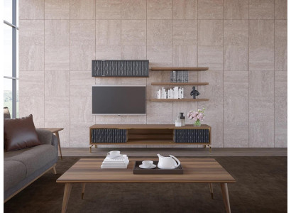 Complete Wall unit wall cabinet wooden furniture modern set 5 pieces 3x wall shelves new
