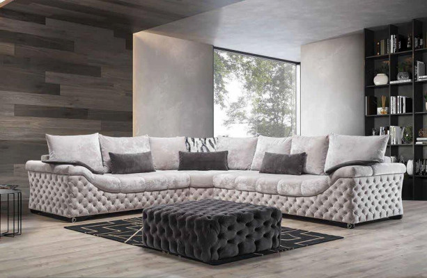 Corner sofa Beige Design Couch Wood with Textile Living room L-shape Sofas new