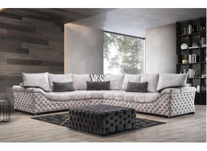 Corner sofa Beige Design Couch Wood with Textile Living room L-shape Sofas new