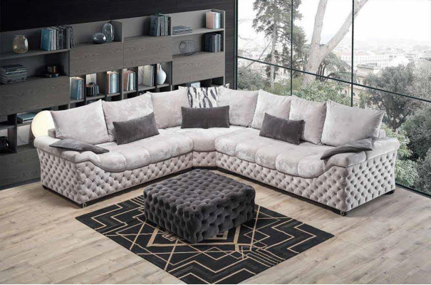 Corner sofa Beige Design Couch Wood with Textile Living room L-shape Sofas new