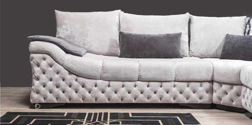 Corner sofa Beige Design Couch Wood with Textile Living room L-shape Sofas new
