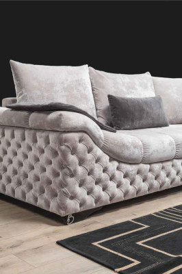 Corner sofa Beige Design Couch Wood with Textile Living room L-shape Sofas new