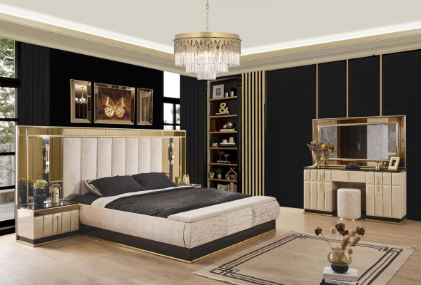 Luxury Bedroom Set 4 pcs Bed 2x Bedside table Dressing table new