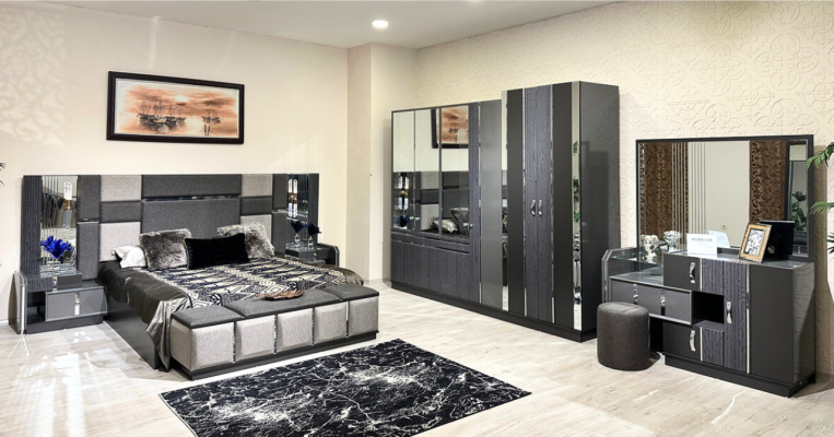 Bedroom Luxury Double bed 2x Bedside tables Complete's Modern Furnishings