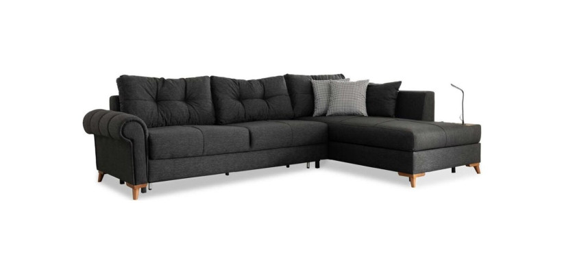 Black Corner sofa Modern L-shape Couch Living room Upholstery Corner sofa new