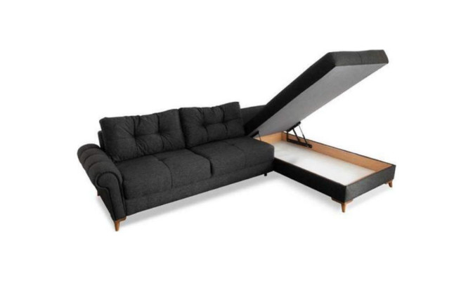 Black Corner sofa Modern L-shape Couch Living room Upholstery Corner sofa new