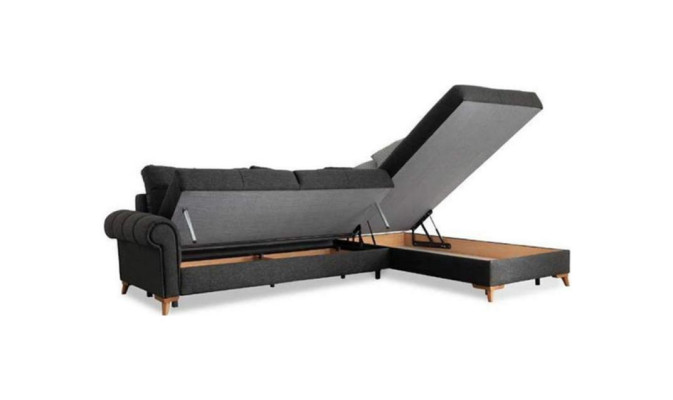 Black Corner sofa Modern L-shape Couch Living room Upholstery Corner sofa new
