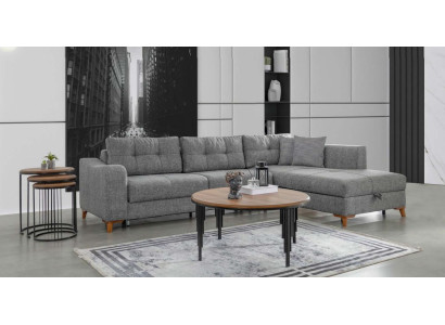 Gray L-shape Corner sofa Designer Living room Sofas Luxury Couches Wooden furniture