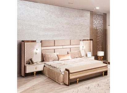 Bedroom Suite Luxury Design Bed 2xNightstands Modern Furnishings