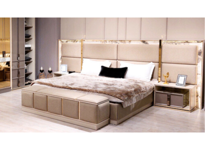 Modern Suite Furnishings Bedroom Bed 2xNight Tables Design Furniture new