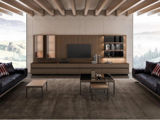 Wall unit Living room TV lowboard Complete wall cabinet TV frame wooden furniture
