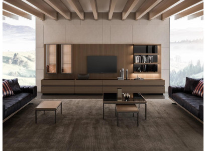 Wall unit Living room TV lowboard Complete wall cabinet TV frame wooden furniture