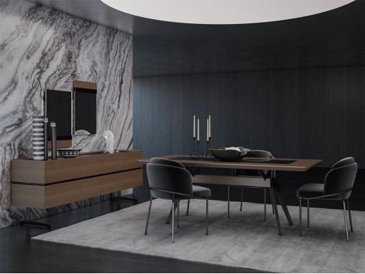 Dining room set 8 pieces complete dining table 4x chairs design sideboard with 2x mirror