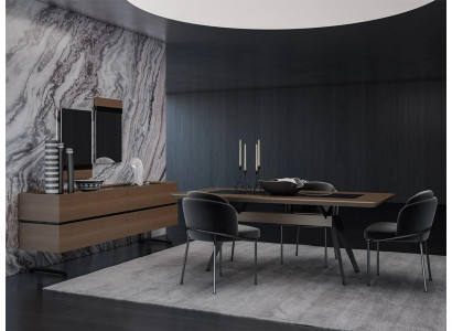 Dining room set 8 pieces complete dining table 4x chairs design sideboard with 2x mirror