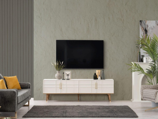 Lowboard TV Stand Sideboard Modern Wardrobe TV cabinet Living room White Wood
