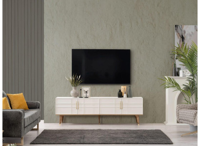 Lowboard TV Stand Sideboard Modern Wardrobe TV cabinet Living room White Wood