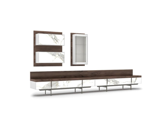 Modern luxury wall unit 2x TV lowboard complete wall cabinet hanging display case new