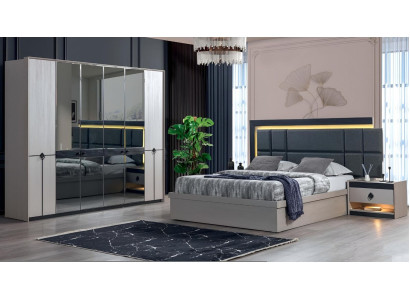 Design Bedroom Modern Luxury Complete Bed Wardrobe new 2x Bedside tables