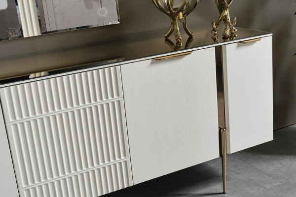 White Luxury Set Designer Sideboard Modern Mirror Stylish Sideboard