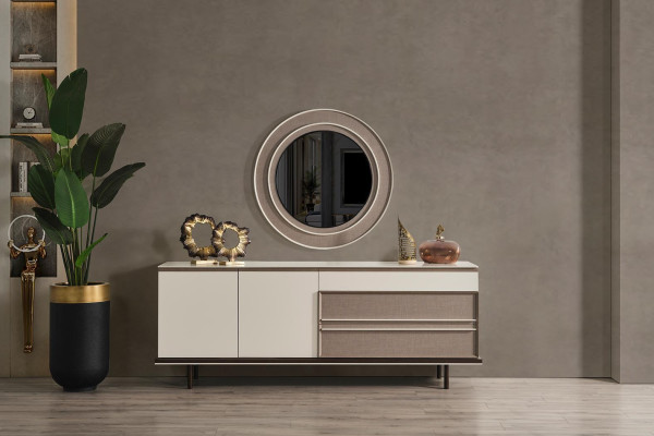 Designer Dining room Furniture Wood Sideboard Luxury Mirror Chest of drawers Sideboard