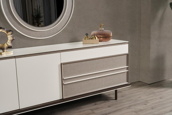 Designer Dining room Furniture Wood Sideboard Luxury Mirror Chest of drawers Sideboard