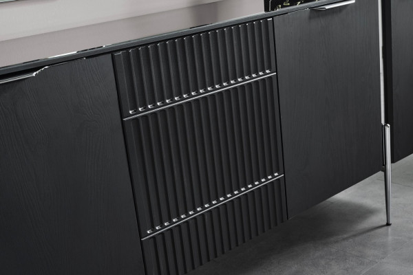 Luxury Black Sideboard Modern Living room Wood Chest of drawers 4 doors
