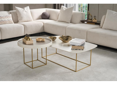 Living room Coffee table Set Designer round table Half round stainless steel table