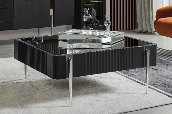 Modern Black Coffee table Living room Furniture Wooden tables Stainless steel table
